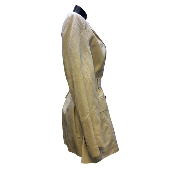 Lafayette 148 Silk Linen Trench Coat Ivory Size 16 - Picture 3 of 9